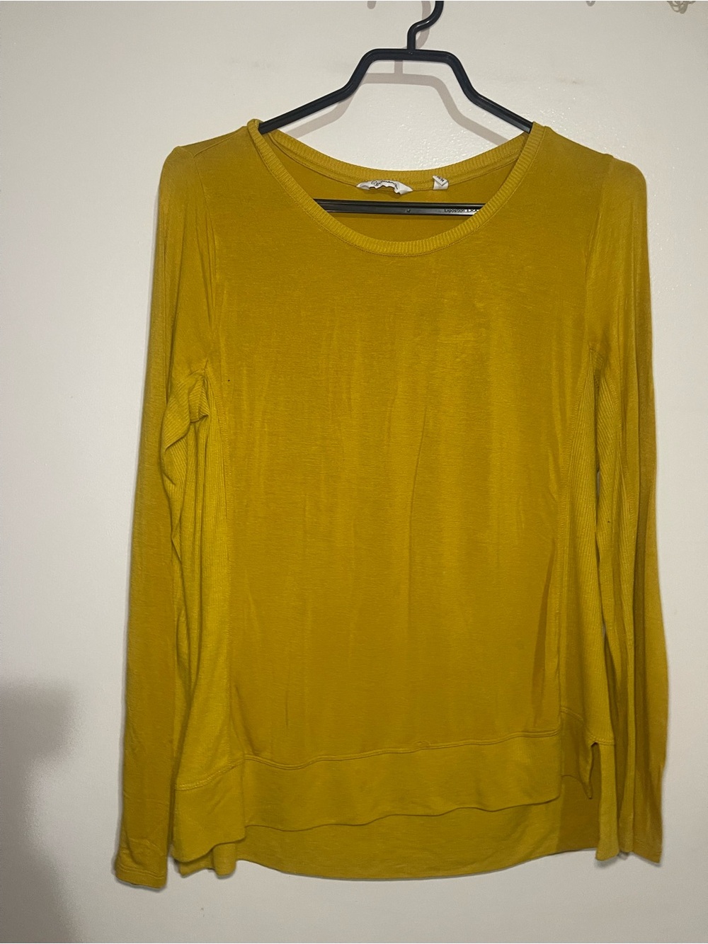 Reitmans Long-Sleeve Scoop Neck Top in Mustard Yellow